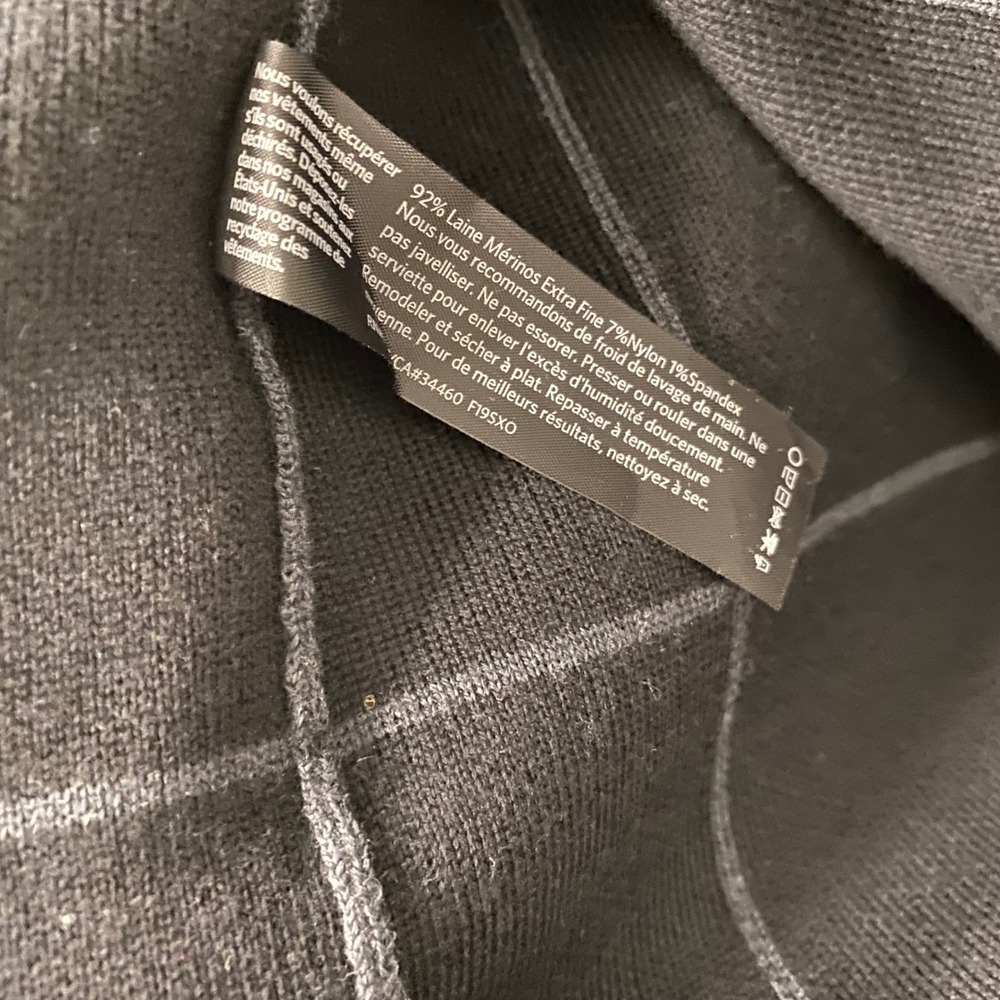 Eileen Fisher Sweater Womens M Grey Windowpane Merino Wool Boat Neck Knit Top - Picture 6 of 6